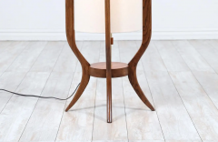 Mid Century Modern Sculpted Walnut Floor Lamp with New Linen Shade - 2695123