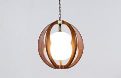 Mid Century Modern Sculpted Walnut Glass Sphere Pendant Chandelier - 2883888
