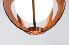 Mid Century Modern Sculpted Walnut Glass Sphere Pendant Chandelier - 2883889