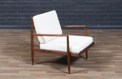 Mid Century Modern Sculpted Walnut Lounge Chair w Brass Sabots - 4326361