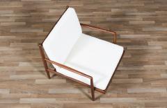 Mid Century Modern Sculpted Walnut Lounge Chair w Brass Sabots - 4326362