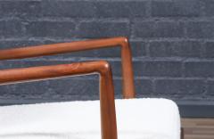 Mid Century Modern Sculpted Walnut Lounge Chair w Brass Sabots - 4326366