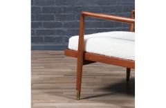 Mid Century Modern Sculpted Walnut Lounge Chair w Brass Sabots - 4326367