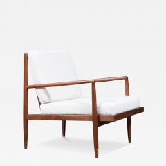 Mid Century Modern Sculpted Walnut Lounge Chair w Brass Sabots - 4327269
