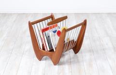 Mid Century Modern Sculpted Walnut Magazine Holder - 3093580