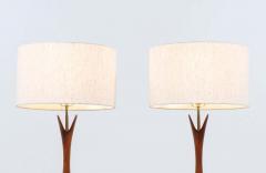 Mid Century Modern Sculpted Walnut Table Lamps by Modernera Lamp Co  - 2415732
