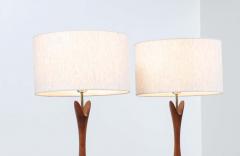 Mid Century Modern Sculpted Walnut Table Lamps by Modernera Lamp Co  - 2415734