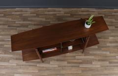 Mid Century Modern Sculpted Walnut Tier Bookshelf - 3686987