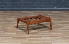 Mid Century Modern Sculpted Walnut Tweed Stool - 4374898