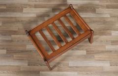 Mid Century Modern Sculpted Walnut Tweed Stool - 4374902