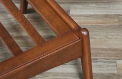 Mid Century Modern Sculpted Walnut Tweed Stool - 4374903