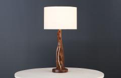 Mid Century Modern Sculpted Wood Brass Table Lamp by Lighthouse Co  - 3725779