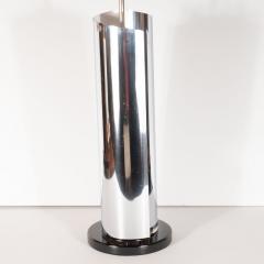 Mid Century Modern Sculptural Chrome Black and Cream Enamel Table Lamps - 1483982