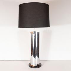 Mid Century Modern Sculptural Chrome Black and Cream Enamel Table Lamps - 1483993