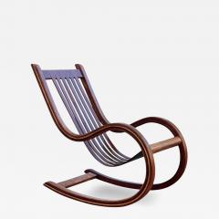 Mid Century Modern Sculptural Studio Made Lounge Rocking Chair in Exotic Wood - 2996551