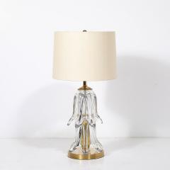 Mid Century Modern Sculptural Translucent Glass Table Lamps with Brass Fittings - 4231230