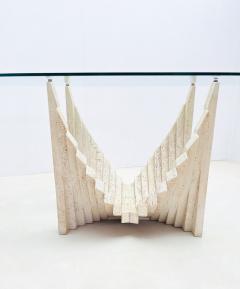 Mid Century Modern Sculptural Travertine Dining Table - 2975950