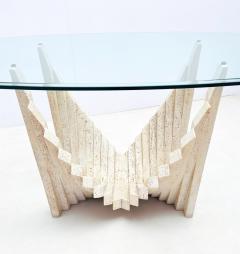 Mid Century Modern Sculptural Travertine Dining Table - 2975953