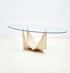 Mid Century Modern Sculptural Travertine Dining Table - 2975954