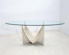 Mid Century Modern Sculptural Travertine Dining Table - 2975956
