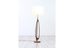 Mid Century Modern Sculptural Walnut Brass Floor Lamp - 3020326