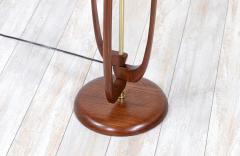 Mid Century Modern Sculptural Walnut Brass Floor Lamp - 3020331