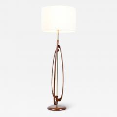 Mid Century Modern Sculptural Walnut Brass Floor Lamp - 3020748