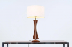 Mid Century Modern Sculptural Walnut Wood Table Lamp - 2448314