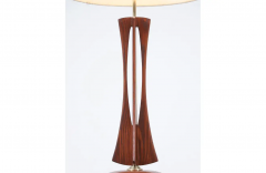 Mid Century Modern Sculptural Walnut Wood Table Lamp - 2448324