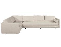 Mid Century Modern Sectional Sofa in Textured Linen - 2836438