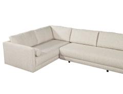 Mid Century Modern Sectional Sofa in Textured Linen - 2836444