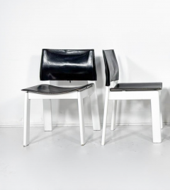 Mid Century Modern Set of 4 Armchairs Wood and Leather Italy 1970s - 4077290