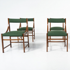Mid Century Modern Set of 6 Armchairs Wood and Fabric Italy 1960s - 4098463