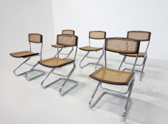 Mid Century Modern Set of 6 Italian Cane Chairs 1960s - 3437922