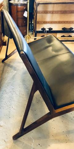 Mid Century Modern Settee or Loveseat in Black Vinyl - 2975670