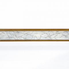 Mid Century Modern Shadowbox Mirror with Gilt Detailing Gold Marbled Borders - 2946574