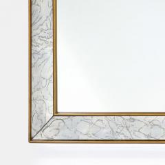 Mid Century Modern Shadowbox Mirror with Gilt Detailing Gold Marbled Borders - 2946587