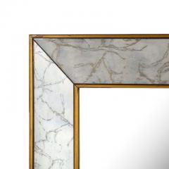 Mid Century Modern Shadowbox Mirror with Gilt Detailing Gold Marbled Borders - 2946759