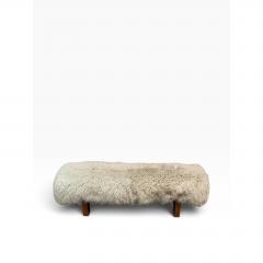 Mid Century Modern Sheepskin Upholstered Bench - 4762388