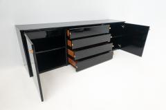 Mid Century Modern Sideboard in Black with Leather Handles - 2787448