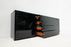 Mid Century Modern Sideboard in Black with Leather Handles - 2787450