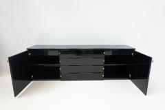 Mid Century Modern Sideboard in Black with Leather Handles - 2787451