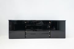 Mid Century Modern Sideboard in Black with Leather Handles - 2787452
