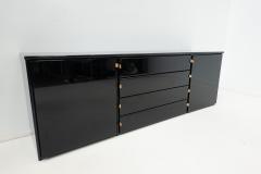 Mid Century Modern Sideboard in Black with Leather Handles - 2787453