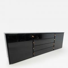Mid Century Modern Sideboard in Black with Leather Handles - 2791102