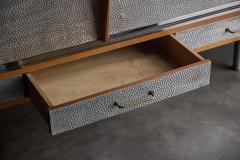 Mid Century Modern Sideboard with Hammered Metal Fa ade France 1960s - 4353130