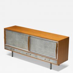 Mid Century Modern Sideboard with Hammered Metal Fa ade France 1960s - 4355080