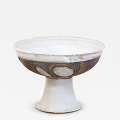 Mid Century Modern Signed Large Ceramic Footed Bowl Vase - 2920682