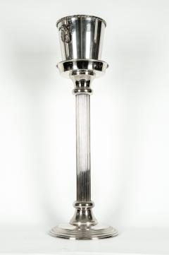 Mid Century Modern Silver Plate Ice Bucket Wine Cooler on Stand - 554813