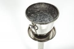 Mid Century Modern Silver Plate Ice Bucket Wine Cooler on Stand - 554814